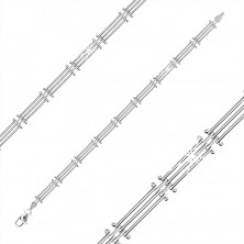 925 Silber Armband – rechteckige Glieder aus dünnen Streifen, Karabinerverschluss