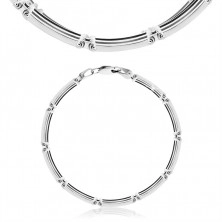 925 Silber Armband – rechteckige Glieder aus dünnen Streifen, Karabinerverschluss