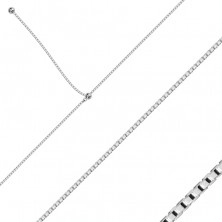 925 Silber Halskette, über den Kopf zu schlüpfen – dicht miteinander verbundene quadratische Glieder, glänzende Kugeln