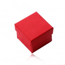 Rote quadratische Schachtel für Ohrringe oder Ring, matte geriffelte Oberfläche