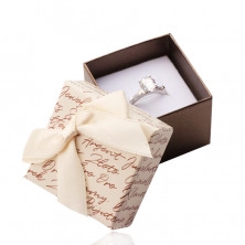 Geschenkschachtel mit Schleife für Ohrringe oder Ring - beige-braune Kombination, Text