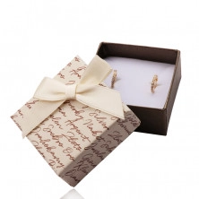 Geschenkschachtel für Ohrringe oder Ringe - beige-braune Kombination, Schleife, Aufschrift