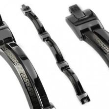Armband aus Chirurgenstahl in schwarzer Farbe, griechischer Schlüssel