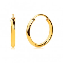 Gold Creolen aus 9K Gold – dünne abgerundete Ringschiene, glatte und glänzende Oberfläche, 13mm