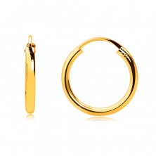 Gold Creolen aus 9K Gold – dünne abgerundete Ringschiene, glatte und glänzende Oberfläche, 13mm