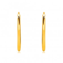 Gold Creolen in 9K Gold - dünne runde Ringschiene, glatte und glänzende Oberfläche, 15 mm