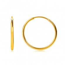 Gold Creolen in 9K Gold - dünne runde Ringschiene, glatte und glänzende Oberfläche, 15 mm