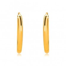 Gold Ohrringe in 9K Gold, Reifen, runde Ringschiene, glatte und glänzende Oberfläche, 14 mm