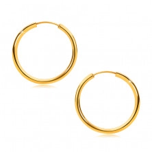 Gold Creolen in 9K Gold - runde Ringschiene, glatte und glänzende Oberfläche, 18 mm