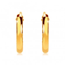 Kinder Ohrringe aus 585 Gelbgold - kleine Reifen, glänzende geriffelte Ringschiene, 10mm