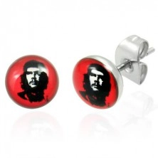 Runde Ohrstecker aus Chirurgenstahl - Che Guevara, 7 mm