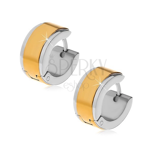 Ohrringe aus 316L Stahl - Creolen mit goldfarbenem Mittelstreifen