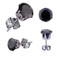 Schwarze Ohrringe aus Stahl mit facettiertem Zirkonia 