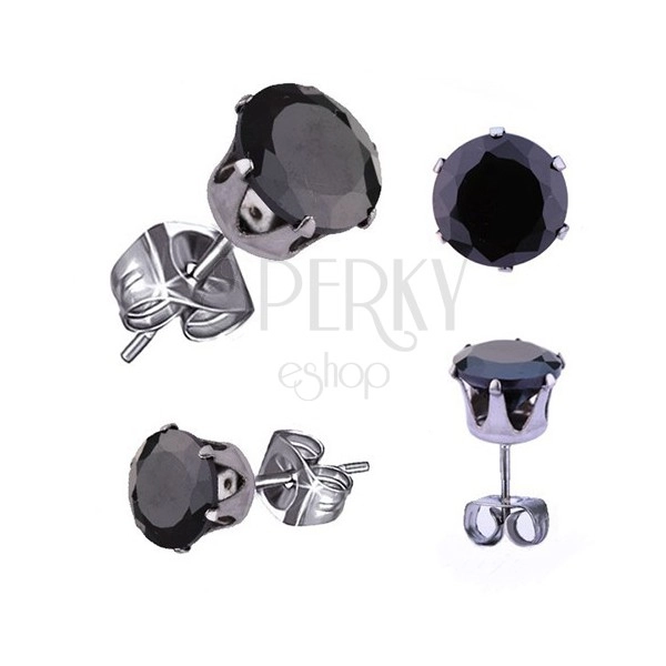 Schwarze Ohrringe aus Stahl mit facettiertem Zirkonia 