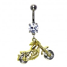 Nabelpiercing - gold - silbernes Motorrad