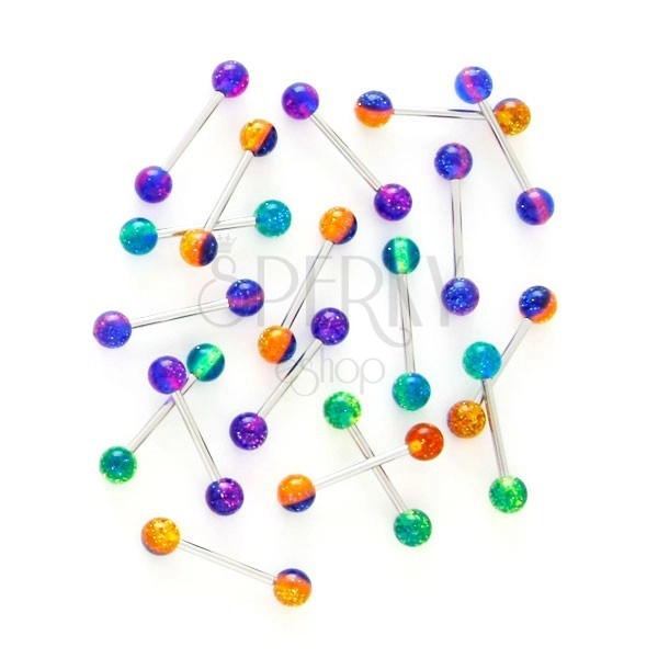 Zungenpiercing - dreifarbiges Glitterball