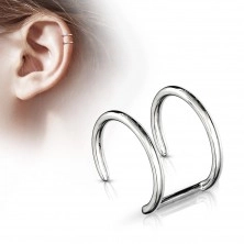 Fake Ohr Piercing - zwei glänzende Stahl Kreise in einem silbernen Farbton
