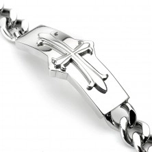 Armkette aus Chirurgenstahl mit Platte und Kreuz