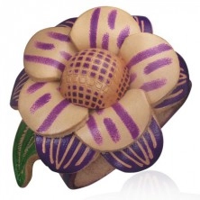 Violettes Armband aus Leder mit großer Blume