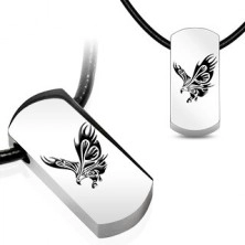Halskette mit Edelstahlanhänger - Adler, Lederband