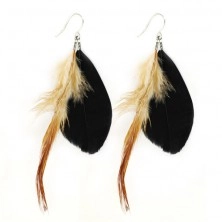 Ohrringe mit zwei Federn - schwarz und braun