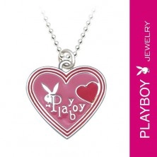 PLAYBOY Halskette - Herz mit rosafarbener Glasur und Bunny