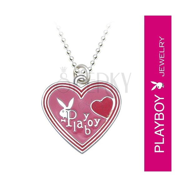 PLAYBOY Halskette - Herz mit rosafarbener Glasur und Bunny