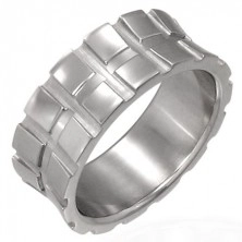 Silberner Ring aus Chirurgenstahl - kleine Quadrate