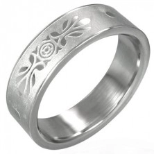 Ring aus Edelstahl mit Ornament, Sandoptik