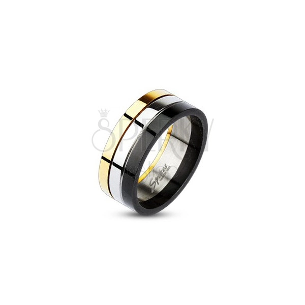 Strahlender Ring aus Edelstahl in drei Tönen