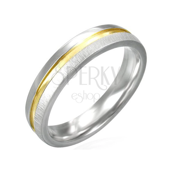 Ring aus Edelstahl mit goldener glänzender Mitte