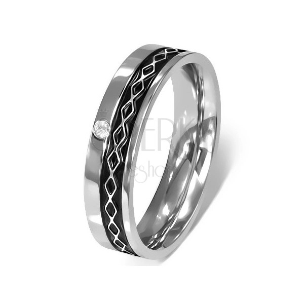 Ring aus Chirurgenstahl - keltisches Design, klarer Zirkonia