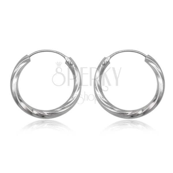 Runde Ohrringe aus Silber, gedreht, 20 mm