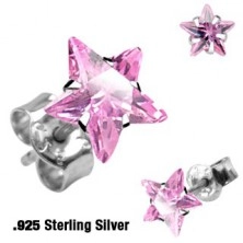 Ohrringe aus Silber 925 - bunter Stern, verschiedene Farben