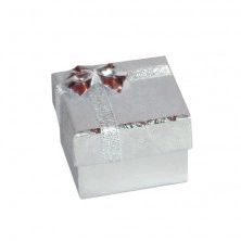 Geschenkverpackung mit silbernen Rosen und Schleife, 50 mm