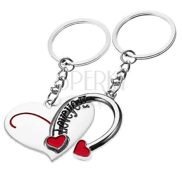 Schlüsselanhänger für Verliebte - Herz mit Hufeisen und Love You