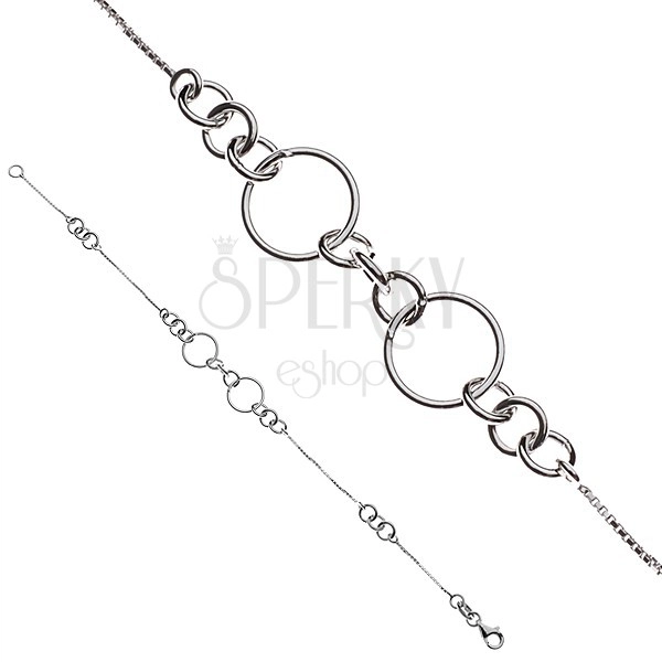 Silberner 925 Armband - verbundene Ringe