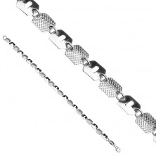 Silberner Armband aus 925 - glatte und Gitterviereckformen