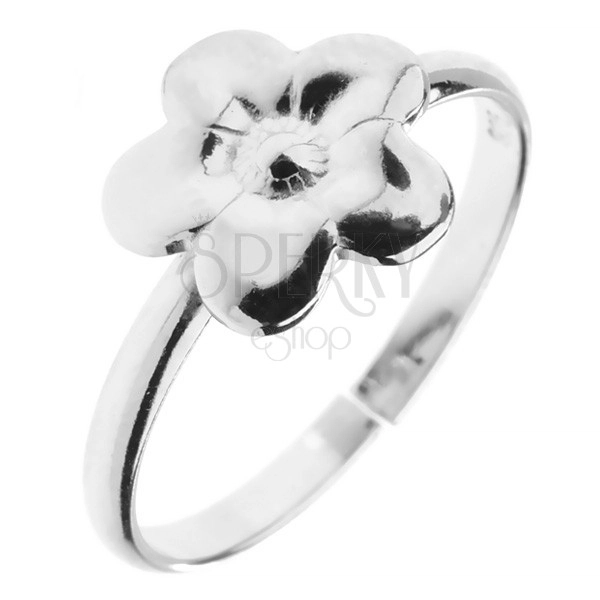 Ring aus Silber 925 - gravierte Blume, einstellbar
