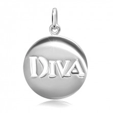 Silberanhänger 925 - runder glatter Anhänger mit Aufschrift DIVA, 20 mm