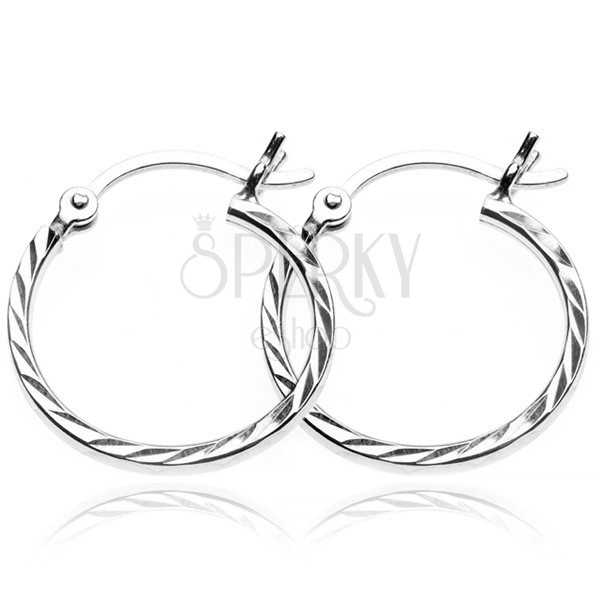 Ohrringe aus Silber 925 - Ringe mit wechselnden Spuren, 17 mm