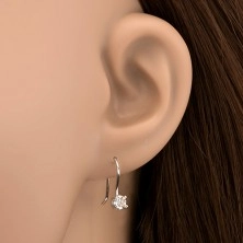 Ohrringe aus Silber 925 - klarer Zirkon auf rundem Häckchen, 4 mm