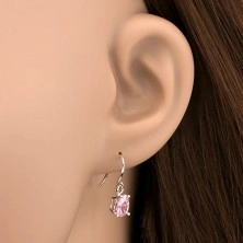 Hängende Ohrringe aus Silber 925 - pink Zirkontränen auf einem Häckchen