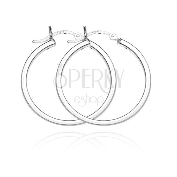 Silberne 925 Ringe - glatte vierkantige Linie, 40 mm
