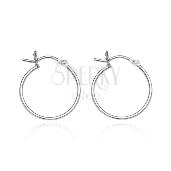 925 silberne Ohrringe - strahlende dünne Ringe, 16 mm