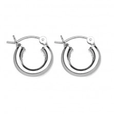 Silberne 925 Ohrringe - massive strahlende Ringe, 16 mm