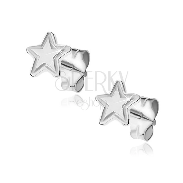 Ohrstecker aus Silber 925 - fünfzackiger Stern mit Gravur