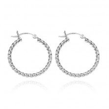 Silberne 925 Ohrringe - strahlende verdrehte Ringe, 20 mm