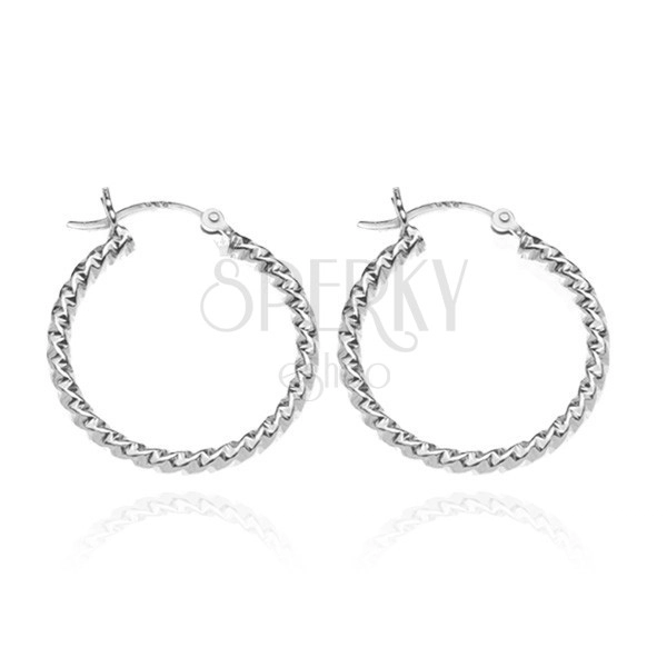 Silberne 925 Ohrringe - strahlende verdrehte Ringe, 20 mm