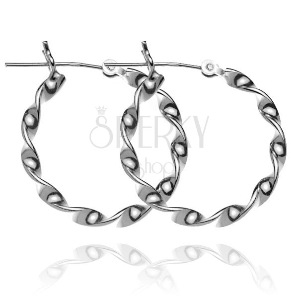 Silberne 925 Ohrringe - glatte gedrehte Ringe, 24 mm